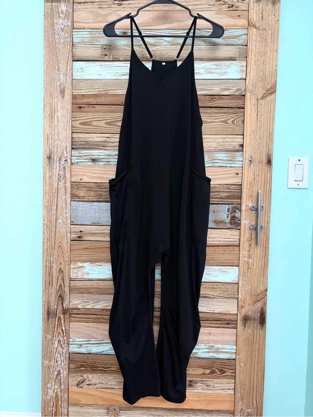 Black Harem Jumpsuit Adjustable Straps Oversized Pockets Size S